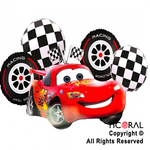 SET DE GLOBOS METALIZADO CARS RAYO MCQUEEN 5 UNIDADES X 1